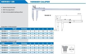 Mekanik Kumpas 129 Serisi 150mm - 0.02mm - 0-1000mm