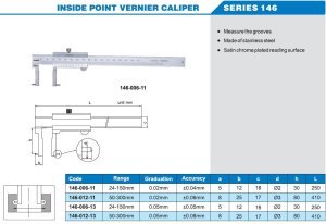 Mekanik İç Çap Kanal Kumpası-Pimli 146 Serisi 0.02mm - 0-150mm