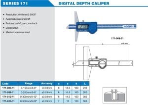 Dijital Derinlik Kumpası 171 Serisi 0-500mm