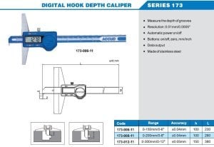 Dijital Çengel Derinlik Kumpası 173 Serisi 0-300mm