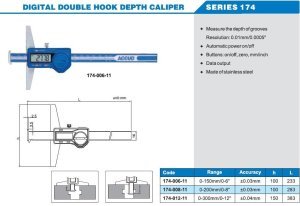 Dijital Çift Kancalı Derinlik Kumpası 174 Serisi 0-200mm
