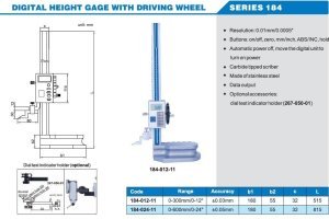 Dijital Yükseklik Mihengiri - Makaralı Tip 184 Serisi 0-300mm