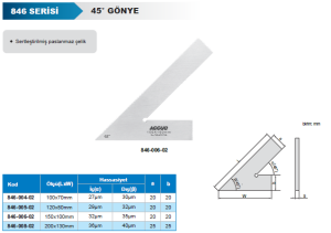 45° Gönye 846 Serisi 150x100mm