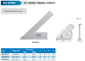 45° Geniş Tabanlı Gönye 856 Serisi 200x130mm