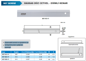 Hassas Düz Cetvel - Eğimli Kenar 907 Serisi