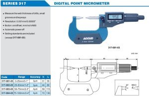 Dijital Nokta Uçlu Mikrometre 317 Serisi 25-50 mm