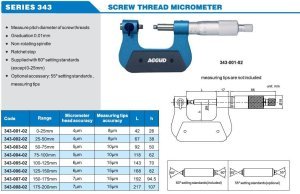 Mekanik Bölüm Dairesi Mikrometresi 343 Serisi 75-100 mm