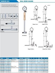 Silindir Komparatörü 0.01mm 251 Serisi 160-250mm