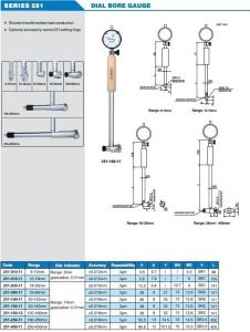 Silindir Komparatörü 0.01mm 251 Serisi 50-160mm