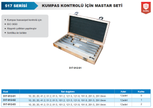 Kumpas Kontrolü İçin Mastar Seti 12 Adet - 0 Kalite