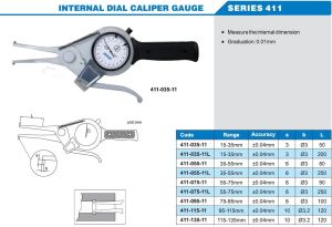 Mekanik İç Çap Kanal Komparatörü 411 Serisi 100mm - 75-95mm