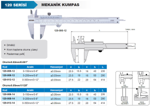 Mekanik Kumpas 120 Serisi 0.05mm - 0-150mm