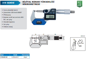 Kenar Yüksekliği Mikrometresi 319 Serisi