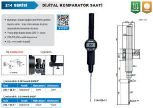 Dijital Komparatör Saati 100mm 214 Serisi